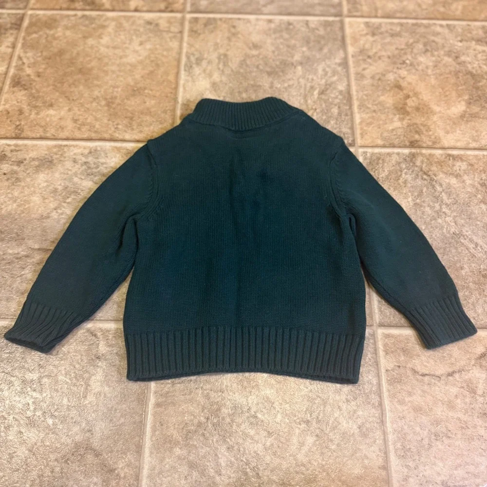 The Childrens Place Kids Green Fair Isle Train Knit Button Mock Sweater 9-12M